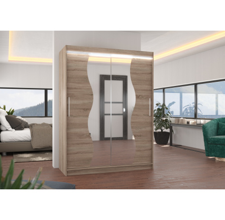 Posuvná skriňa so zrkadlom a LED osvetlením RENZO 150 Truffle+Truffle