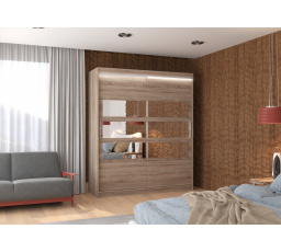 Posuvná skriňa so zrkadlom a LED osvetlením TOLEDO 180 Truffle+Truffle