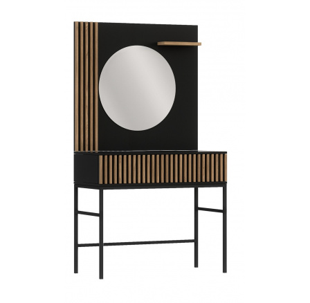 Toaletný stolík so zrkadlom MEORATI 85, Čierna/Dub Artisan