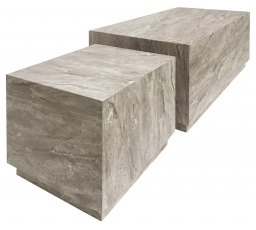 Sada 2 konferenčných stolíkov Dice mramor šedý