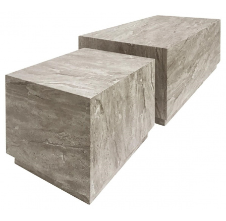 Sada 2 konferenčných stolíkov Dice mramor šedý