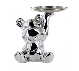 Figúrka Medvedík origami so strieborným podnosom strieborný