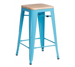 Barová stolička Paris Wood 65 cm modrá borovica prírodná