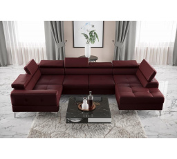 Rohová sedacia súprava TOSCANIA MAX I 170x350x185 cm prírodná koža - ľavá, Bordová koža