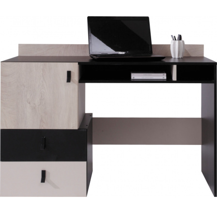 Písací stôl PLANET- PL9, čierna+dub+béžová