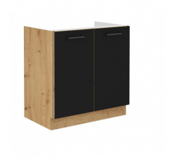 Kuchynská dolná skrinka MOLLY 80 ZL 2F BB, Čierna/Dub artisan