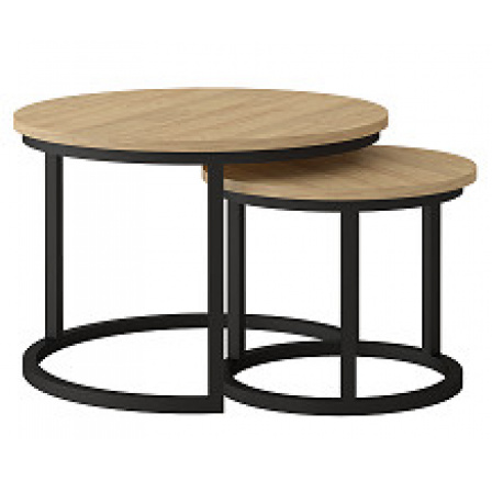 TRENTO - Konferenčný stolík set 2 kusov - lamino DUB HICKORY/ noha kovová ČIERNA (Toronto stolik kawowy=2balenia)(IZ) (K150)