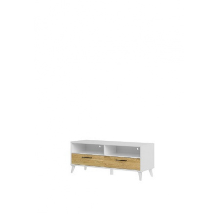 BALI 24 - TV stolík - 2S, laminovaný biely mat/americký orech(Barris 24=1balík) (SZ) (K150-E)NOVINKA