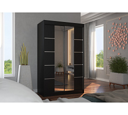 Posuvná skriňa so zrkadlom GENUA 120 Čierna+Čierna