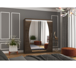 Posuvná skriňa so zrkadlom a LED osvetlením BALTIMORE 180 Choco+Choco