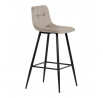 Stolička barová, cappuccino látka, štvornohá kovová podnož, čierny mat