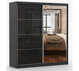 Šatní skriňa MULTI 31 - 203 cm, Čierna/Čierny Lesk