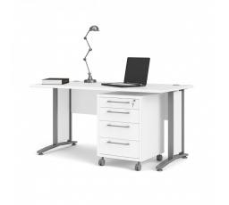 Písací stôl OFFICE 80400/35, Biela/Silver grey