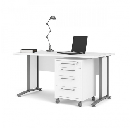 Písací stôl OFFICE 80400/35, Biela/Strieborná sivá