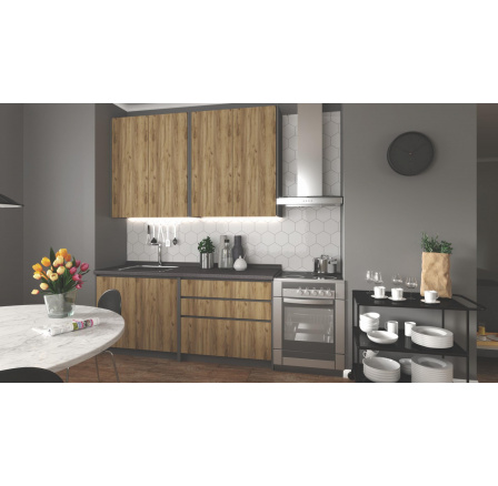 Kuchynská linka IDEA 180, Antracit/Dub Craft