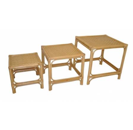 Set 3 kusov ratanových stolíkov