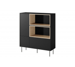 Komoda DESIN 2D1S, Čierny mat/Dub Nagano