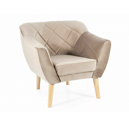 Kreslo KARO 1 VELVET, Béžový Bluvel 40/Buk Kreslo KARO 1 VELVET, Béžový Bluvel 40/Buk