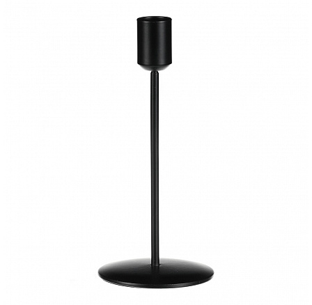 Svícen kovový - na kónickou svíčku, výška 18 cm, černý