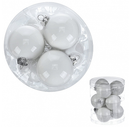 Kulaté skleněné ozdoby - pr. 7 cm, stříbrné, cena za balení (9 ks)