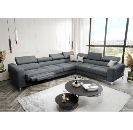 Rohová sedacia súprava TOSCANIA MAX, relax 320×250 - sivá, pravá