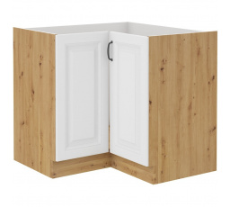 Rohová kuchynská skrinka STIPE 89x89 DN 1F BB, Biela/Dub artisan