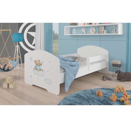 Posteľ s matracom a zábranou PEPE TEDDY BEAR AND CLOUD 140x70 Biela Posteľ s matracom a zábranou PEPE TEDDY BEAR AND CLOUD 140x70 Biela