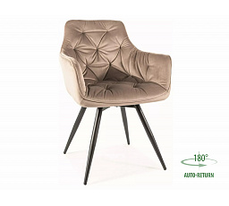 Jedálenská otočná stolička MANGO VELVET, Tmavo béžová Bluvel 40/Čierna