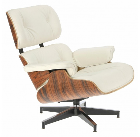 Kreslo Vip s podnožkou biela/rosewood/strieborná základňa Kreslo Vip s podnožkou biela/rosewood/strieborná základňa
