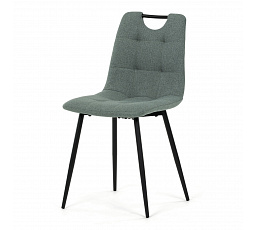 Stolička jedálenská, madlo, ľahko čistiteľná zelená látka, čierny matný lak, kovové nohy