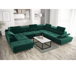 Rohová sedacia súprava GALAXY MAX I s funkciou spania 280x350x225 - zelená, pravá