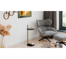 Pomocný stolík Claro okrúhly priemer 30 cm - rôzne farby na výber - Čierny MiniPearl, Zlatý