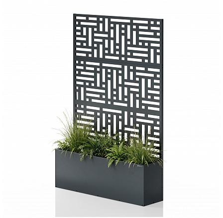 Pergola s kvetináčom kovová antracitová: ROSEN, 1200 x 1800 x 300 mm Pergola s kvetináčom kovová antracitová: ROSEN, 1200 x 1800 x 300 mm