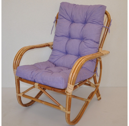 Ratanové kreslo Nilam vankúš fialové zvýraznenia