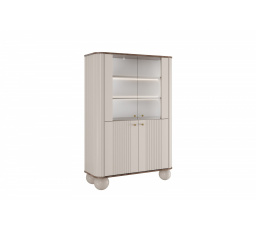 VESPER VITRÍNA 103 4D - kašmírové MDF / orech / zlaté úchyty / nohy gule