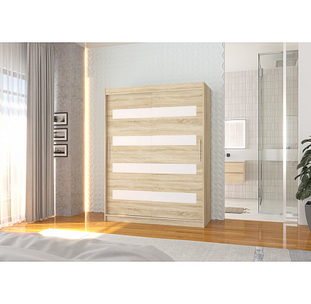 Posuvná skriňa s lacobelom MARTINEZ 150 Sonoma+White Lacobel