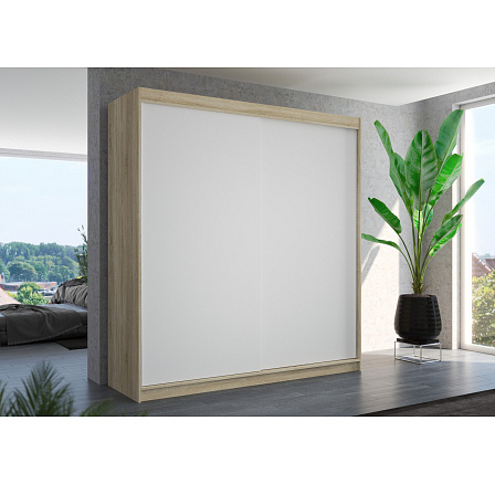 Šatní skriňa s posuvnými dverami TERECIA 200 Sonoma+White Šatní skriňa s posuvnými dverami TERECIA 200 Sonoma+White