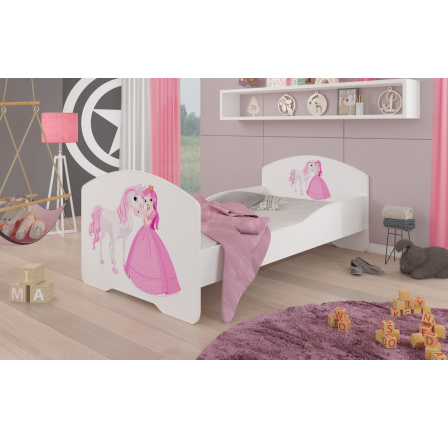 Posteľ s matracom PEPE PRINCESS AND HORSE 140x70 Biela Posteľ s matracom PEPE PRINCESS AND HORSE 140x70 Biela