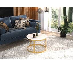 Konferenčný stolík RINEN Zlatý+Biely