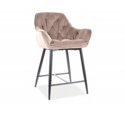 Barová stolička CHERRY H-2 Velvet, béžová Bluvel 28/čierna matná
