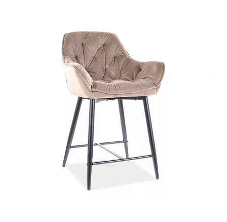 Barová stolička CHERRY H-2 Velvet, béžová Bluvel 28/čierna matná Barová stolička CHERRY H-2 Velvet, béžová Bluvel 28/čierna matná