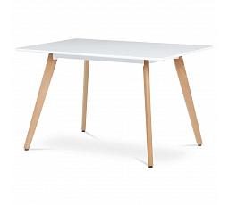 Jedálenský stôl 120x80x74 cm, MDF, biely matný lak, masív buk