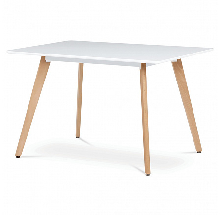 Jedálenský stôl 120x80x74 cm, MDF, biely matný lak, masív buk