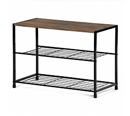 Botník, 2 police, MDF, dekor staré drevo sonoma, čierny kov