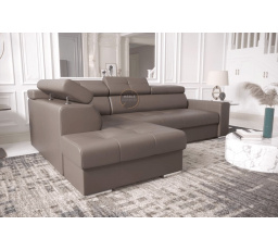 Rohová sedacia súprava MARGO I 265×185 prírodná koža - Ľavá strana, Hnedá koža