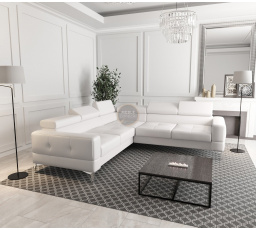 Rohová sedacia súprava TOSCANIA MAX 250×250 - biela eko koža, ľavá