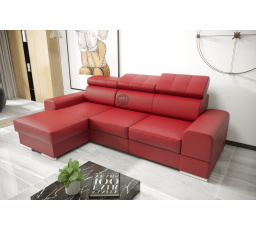 Rohová sedacia súprava ROYAL MINI 260×160 prírodná koža - červená koža, ľavá