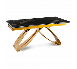 Stôl LUIGI Keramický Rozkladací 160-240 cm Čierno-Zlatý Mramor/Zlatý