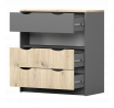 Komoda 3S - JOY II 03, Sivá/Dub Artisan