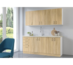 Kuchyňská linka SARA 180 cm, Bílá / Dub Sonoma